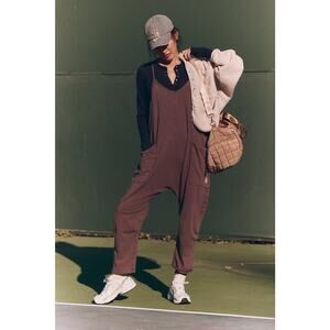FREE PEOPLE FP MOVEMENT HOT SHOT ONESIE DARK ESPRESSO SIZE LARGE